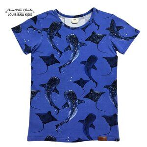 Walkiddy Sz 134 (9Y) Organic Whale & Eagle Ray Shirt
